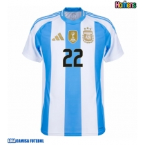 Camisa de Futebol Argentina Lautaro Martinez #22 Equipamento Principal Copa America 2024 Manga Curta